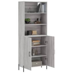 Berkfield Home Highboard Grey Sonoma 69.5x34x180 cm Engineered Wood - thumbnail 1