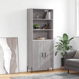 Berkfield Home Highboard Grey Sonoma 69.5x34x180 cm Engineered Wood - thumbnail 2