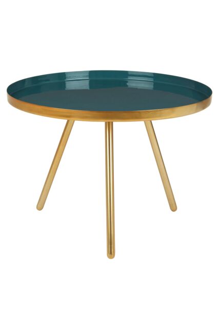 Orsina Diesel Enamel Accent Table, Gold Iron Frame With Green Enamel Top, Modern Luxe Side Table For Living Room - image 1