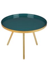 Orsina Diesel Enamel Accent Table, Gold Iron Frame With Green Enamel Top, Modern Luxe Side Table For Living Room - thumbnail 2