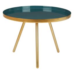 Orsina Diesel Enamel Accent Table, Gold Iron Frame With Green Enamel Top, Modern Luxe Side Table For Living Room - thumbnail 6