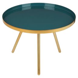 Orsina Diesel Enamel Accent Table, Gold Iron Frame With Green Enamel Top, Modern Luxe Side Table For Living Room - thumbnail 3