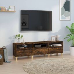 Berkfield Home TV Cabinet Smoked Oak 150x30x44.5 cm Engineered Wood in Brown - thumbnail 1