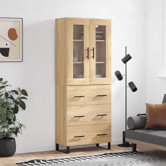 Berkfield Home Highboard Sonoma Oak 69.5x34x180 cm Engineered Wood in Brown - image 1