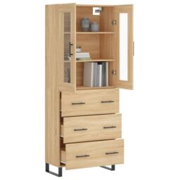 Berkfield Home Highboard Sonoma Oak 69.5x34x180 cm Engineered Wood in Brown - thumbnail 3