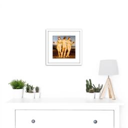 Artery8 Raphael Three Graces Greek Mythology Painting 8X8 Inch Square Wooden Framed Wall Art Print Picture with Mount in White - thumbnail 2
