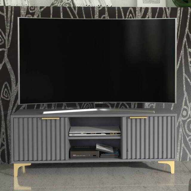 Mex Furniture LTD TV Unit Tide Crest 120cm - Dark Grey & Gold - image 1