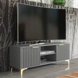 Mex Furniture LTD TV Unit Tide Crest 120cm - Dark Grey & Gold - thumbnail 4