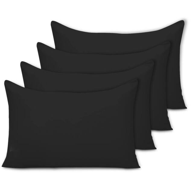 Grace Microfiber Pillow Cases Pack of 4 with Envelope Closure in Black - Size: Standard Pillow Case - image 1