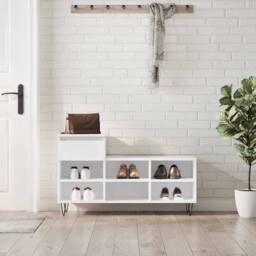 Berkfield Home Shoe Cabinet High Gloss White 102x36x60 cm Engineered Wood - Size: 102 x 36 x 60 cm - thumbnail 2