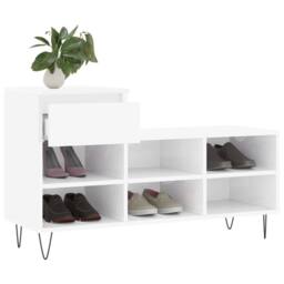 Berkfield Home Shoe Cabinet High Gloss White 102x36x60 cm Engineered Wood - Size: 102 x 36 x 60 cm - thumbnail 4