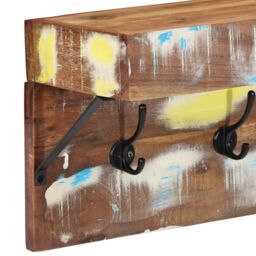 Berkfield Home Coat Rack with Shelf Wall Mounted Solid Reclaimed Wood & Metal in Brown - thumbnail 7