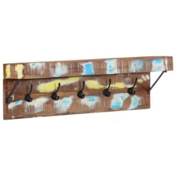 Berkfield Home Coat Rack with Shelf Wall Mounted Solid Reclaimed Wood & Metal in Brown - thumbnail 2