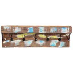 Berkfield Home Coat Rack with Shelf Wall Mounted Solid Reclaimed Wood & Metal in Brown - thumbnail 4
