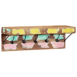 Berkfield Home Coat Rack with Shelf Wall Mounted Solid Reclaimed Wood & Metal in Brown