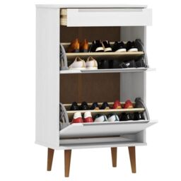 Berkfield Home Shoe Cabinet MOLDE White 59, 5x35x103 cm Solid Wood Pine - Size: 5 x 35 x 103 cm - thumbnail 3