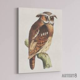 "Artery8 Eagle Owl Perched on a Branch Canvas Wall Art Print van Hoytema in Brown - Size: W18"" x H24""" - thumbnail 2