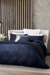 Nalu Nicole Scherzinger 'Leilani' Cotton Sateen Duvet Cover in Dark Blue - Size: Single - thumbnail 1