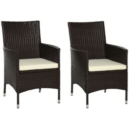 OUTSUNNY 2PC Outdoor Rattan Armchair Wicker Dining Chair Set for Garden in Dark Brown - Size: 2 Pack - thumbnail 2