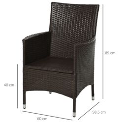 OUTSUNNY 2PC Outdoor Rattan Armchair Wicker Dining Chair Set for Garden in Dark Brown - Size: 2 Pack - thumbnail 3