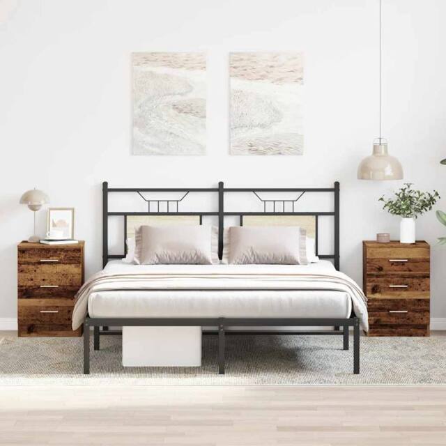 Berkfield Home Classic Bedside Cabinets 2 pcs Old Wood 38x35x55 cm Engineered Wood - Size: 38 x 35 x 55 cm - image 1