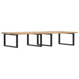 Berkfield Home Basin Shelf Wall Mounted Steel & Solid Wood Acacia in Brown - thumbnail 2