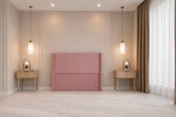 "Chester & Oakley Velora Plush Divan Bed Base 2 Drawers Foot-End 54"" Winged Headboard in Pink - Size: Double" - thumbnail 8