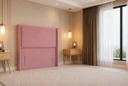 "Chester & Oakley Velora Plush Divan Bed Base 2 Drawers Foot-End 54"" Winged Headboard in Pink - Size: Double" - thumbnail 9
