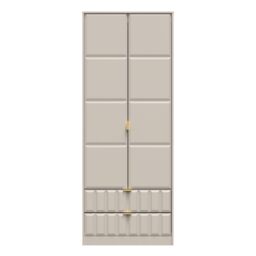 Ready Assembled 2 U Metro 2 Door 2 Drawer Wardrobe (Ready Assembled) in Taupe - Size: Large