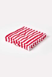 Homescapes Cotton Thick Stripe Floor Cushion in Red - Size: 40 cm x 40 cm - thumbnail 1