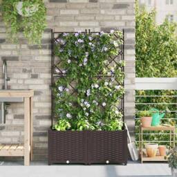 Berkfield Home Stunning Garden Planter with Trellis 2 pcs Brown 80x40x143 cm - Size: 80 x 40 x 143 cm - thumbnail 2