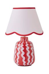 ValueLights Katy Red & Pink Wiggle Table Lamp with Scallop Trim Shade & Bulb - thumbnail 6