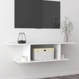 Berkfield Home Wall Mounted TV Cabinet White 103x30x26.5 cm - thumbnail 2