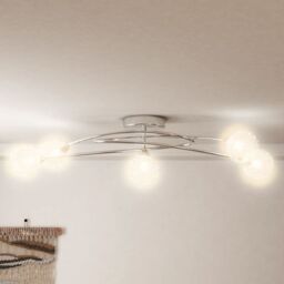Berkfield Home Ceiling Lamp with Mesh Wire Shades for 5 G9 LED Lights in Black - thumbnail 3