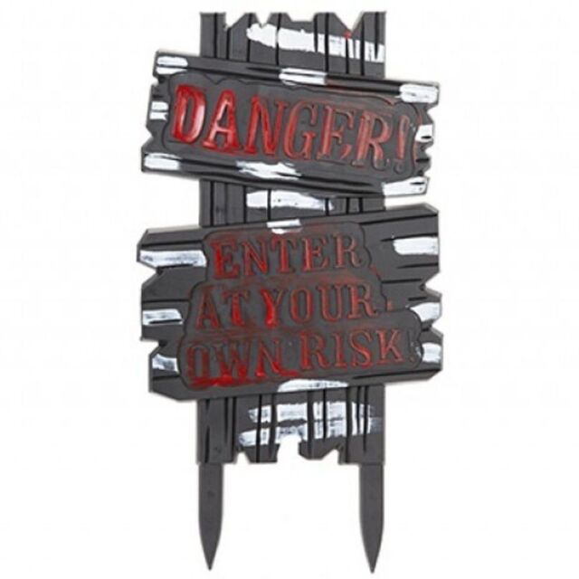 Garden Greatness Halloween Haunted Danger Yard Sign Stake in Black - Size: 1 Pack