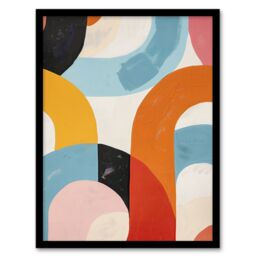 "Artery8 Abstract Rainbow Mid Century Modern Oil Painting Framed Art Print - Size: W12"" x H16""" - thumbnail 1