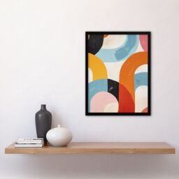 "Artery8 Abstract Rainbow Mid Century Modern Oil Painting Framed Art Print - Size: W12"" x H16""" - thumbnail 4