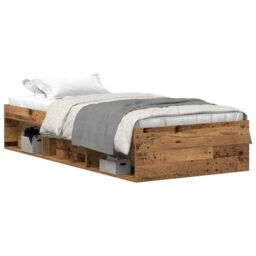 Berkfield Home Bed Frame without Mattress Old Wood 75x190 cm Engineered Wood in Brown - thumbnail 2