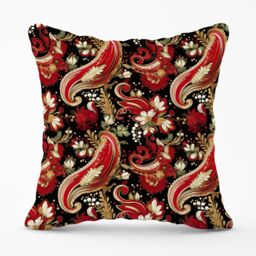 Warren Reed - Designer Paisley Christmas Stars Red Outdoor Cushion - Size: 60 cm x 60 cm - thumbnail 1