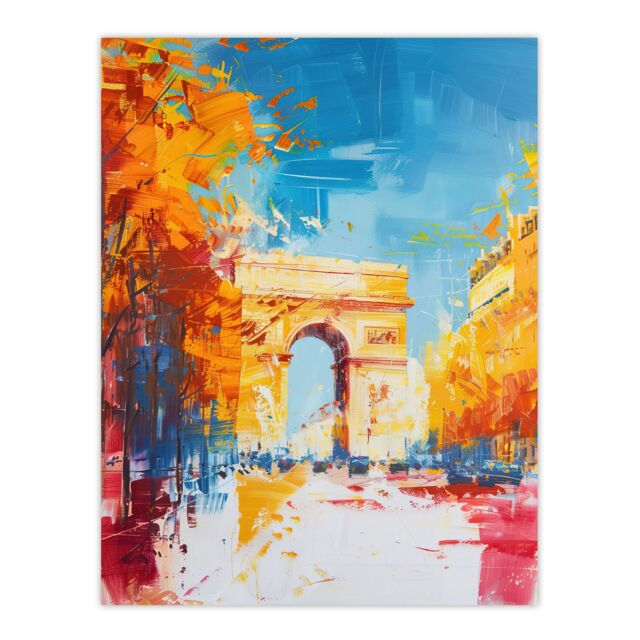 "Artery8 Arc De Triomphe Paris Champs Elysees Abstract Wall Art Print in Blue - Size: W24"" x H32""" - image 1