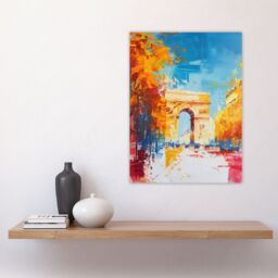 "Artery8 Arc De Triomphe Paris Champs Elysees Abstract Wall Art Print in Blue - Size: W24"" x H32""" - thumbnail 4