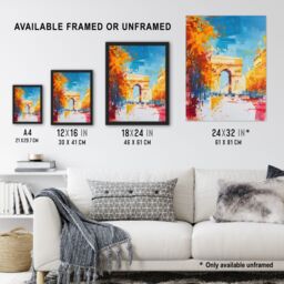 "Artery8 Arc De Triomphe Paris Champs Elysees Abstract Wall Art Print in Blue - Size: W24"" x H32""" - thumbnail 3