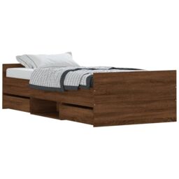 Berkfield Home Bed Frame with Headboard & Footboard Brown Oak 100x200 cm - thumbnail 2