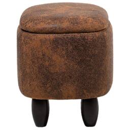 Wyld and Coco Hippo Kids Stool with Storage - Brown Faux Leather Wooden Legs - thumbnail 6