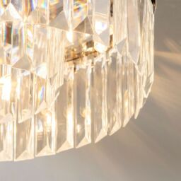 Loops Flush Bathroom Ceiling Light Luxury Crystal Chrome IP44 Round Lamp Bulb Holder - thumbnail 3