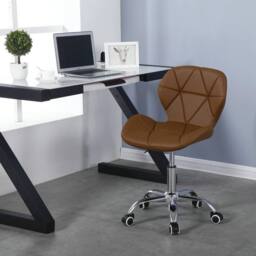 SPETLEK Cushioned Computer Desk Office Chair Chrome with Legs in Brown - Size: 0.6m2 - thumbnail 2