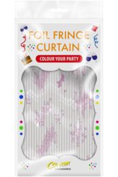 Netagon Shimmer Tinsel Curtain Christmas Snow Design 2.5M x 1M Pink - thumbnail 2