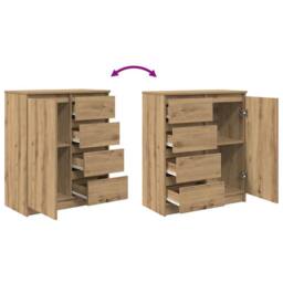 Berkfield Home Sideboard with Drawers Artisan Oak 71x35x84 cm Engineered Wood in Brown - Size: 71 x 35 x 84 cm - thumbnail 9