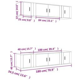 Berkfield Home Classic 6 Piece TV Cabinet Set Sonoma Oak Engineered Wood in Light Tan - thumbnail 7