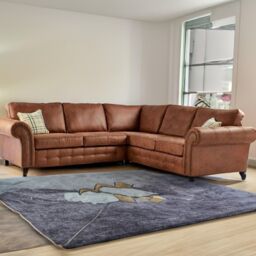 Furniture 786 Oakland Suede Leather 2C2 Corner Sofa in Brown - thumbnail 1
